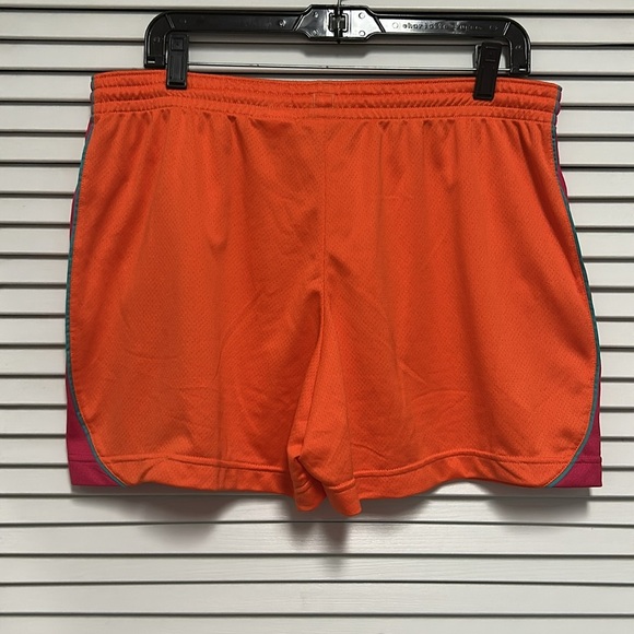 Nike Women's Vibrant Orange and Pink Athletic Shorts - Picture 2 of 3